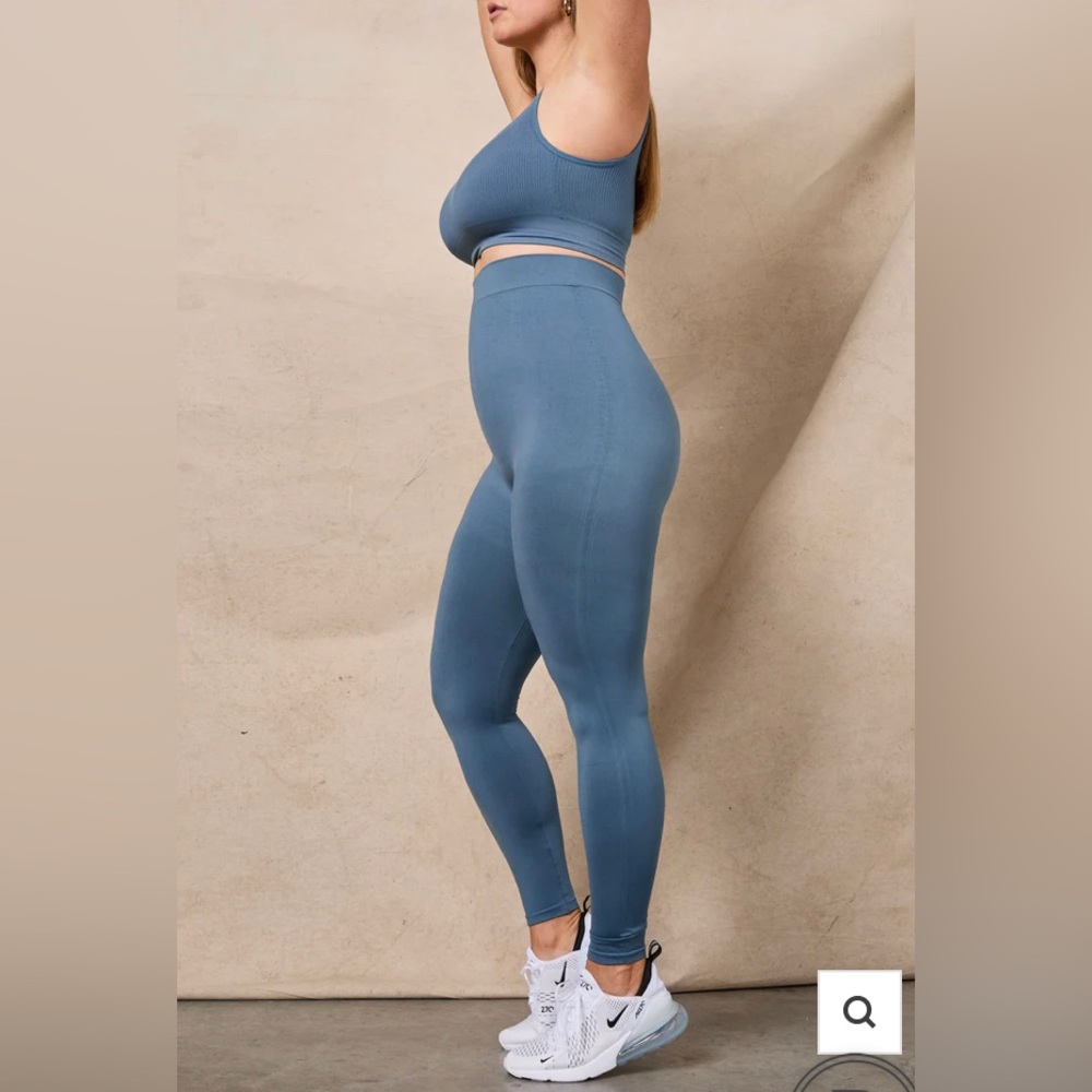 BLANQI blue postpartum high waist postpartum leggings/matching sports bra